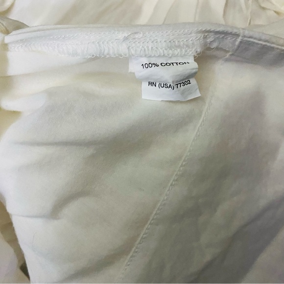 Zara White Smocked Button-Front Cotton Shirt Sz-Small - Picture 4 of 4